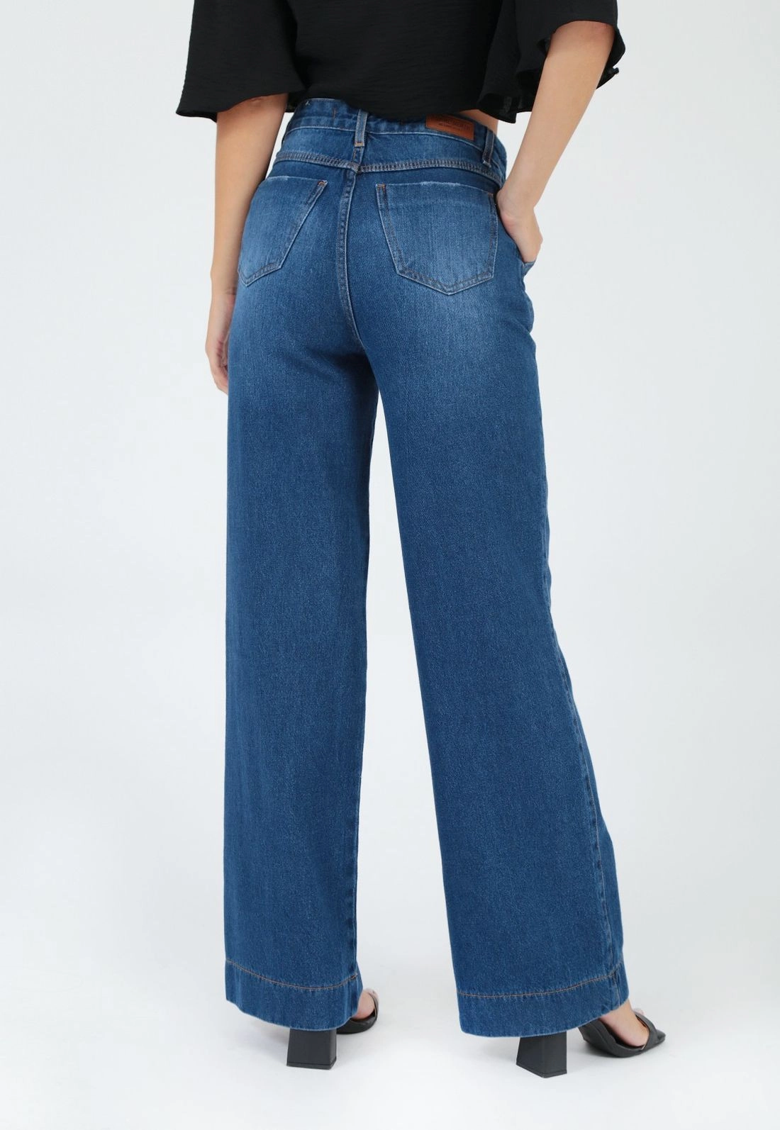 Calça Jeans Wide Leg Escura