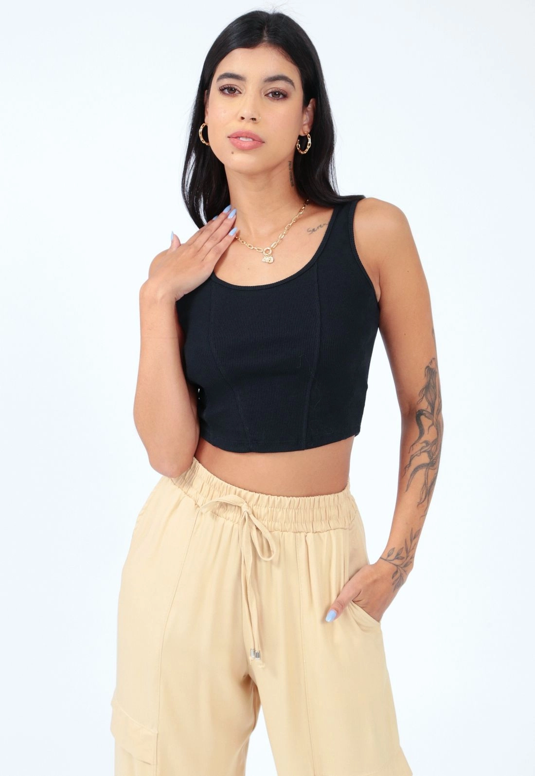 Cropped Ribana Sem Manga Corset