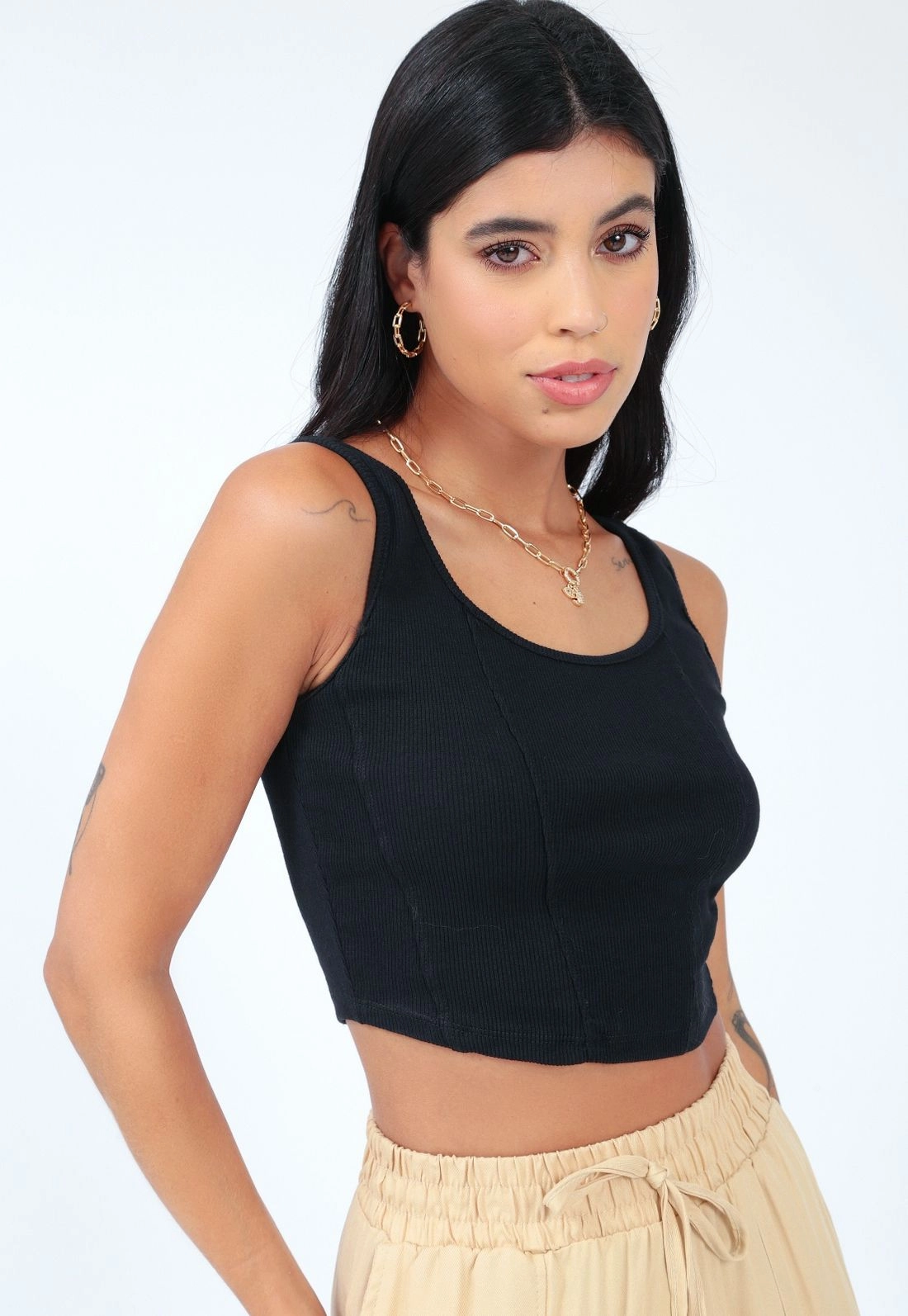 Cropped Ribana Sem Manga Corset