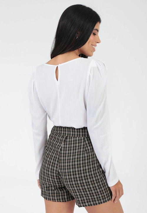 Blusa Viscolinho Manga Longa Bufante