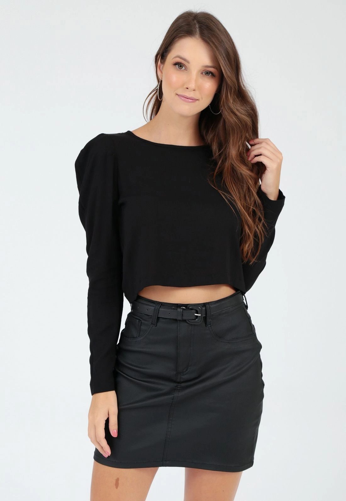 Blusa Viscolinho Manga Longa Bufante