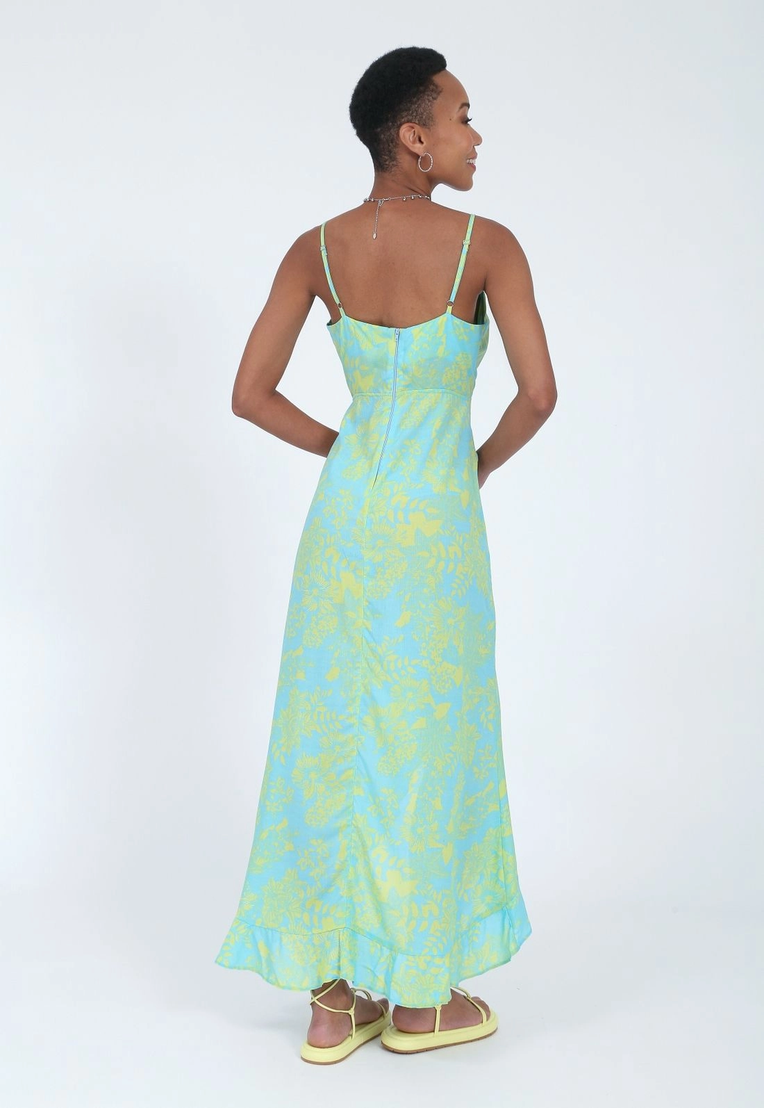 Vestido Viscose Alça Mullet Babado