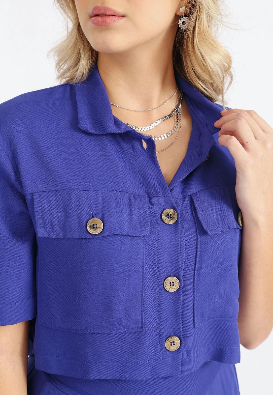 Camisa Cropped Twill Bolso