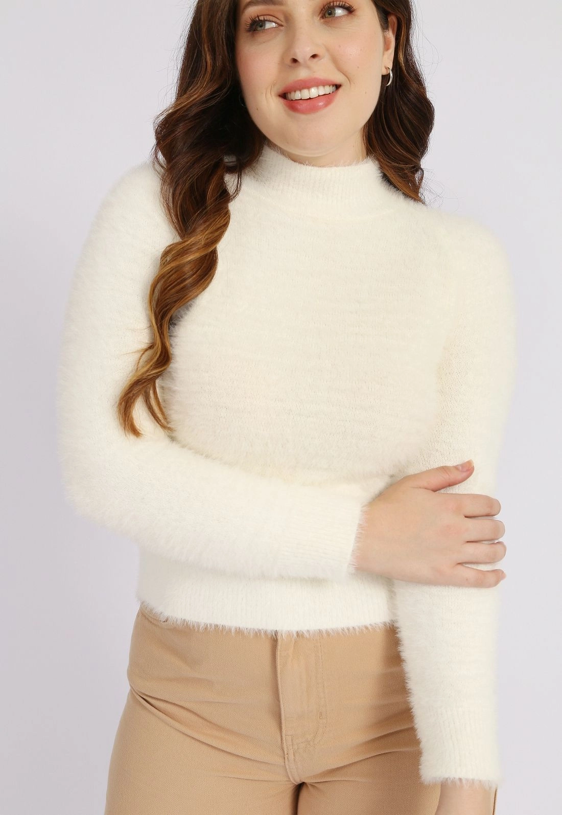 Blusa Pelo Manga Longa Gola Alta
