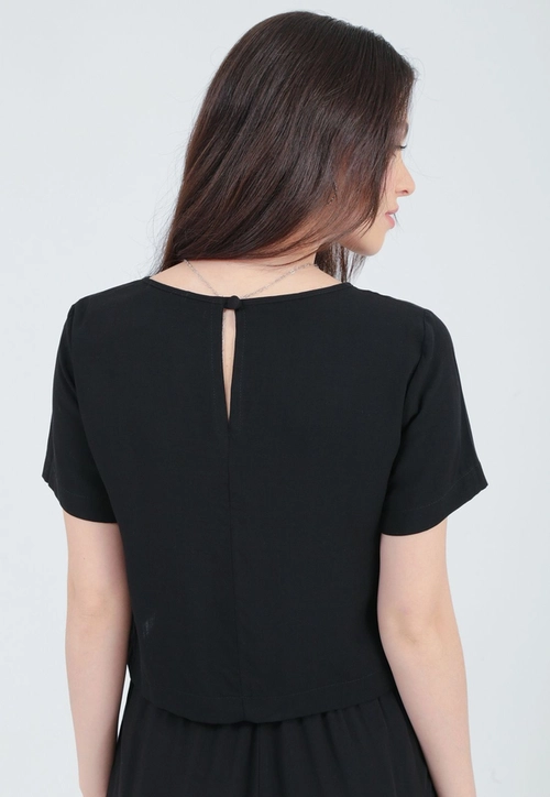 Blusa Manga Curta Decote Redondo