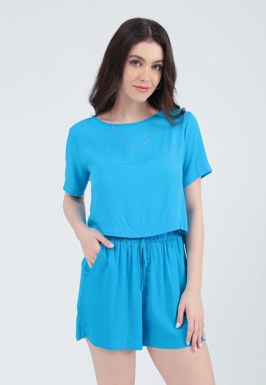 Blusa Manga Curta Decote Redondo