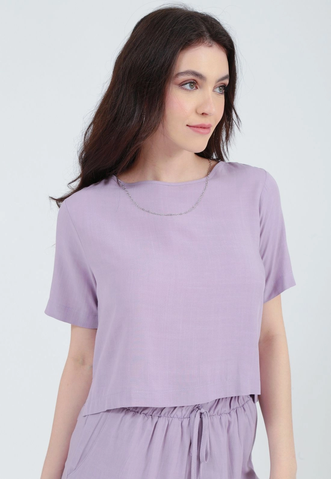 Blusa Manga Curta Decote Redondo