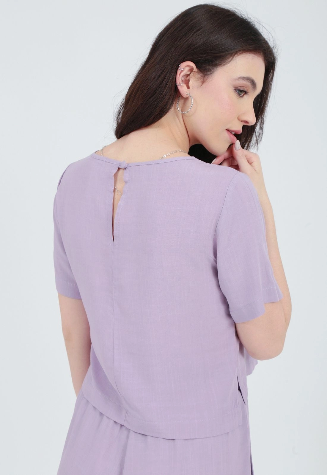 Blusa Manga Curta Decote Redondo