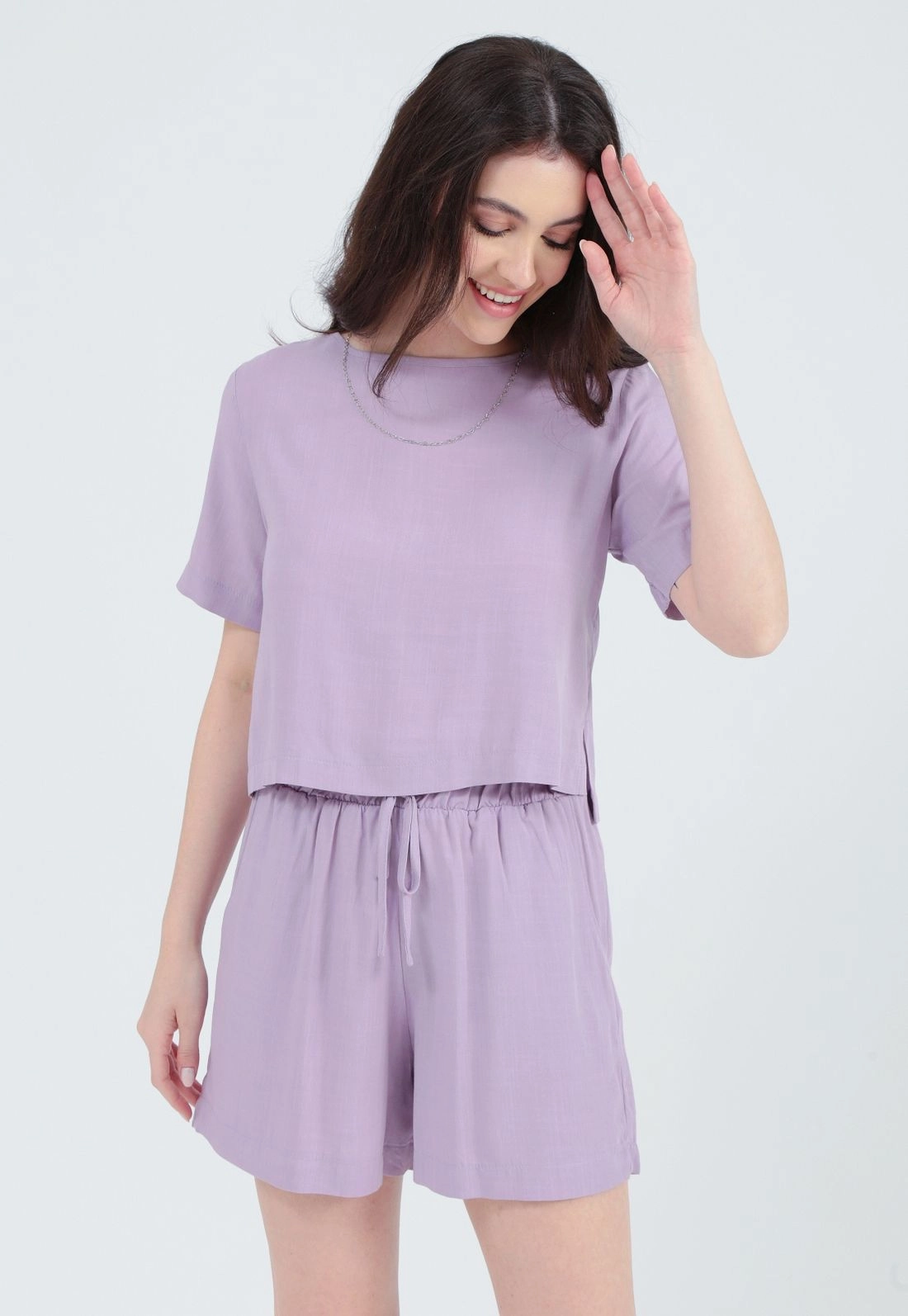 Blusa Manga Curta Decote Redondo