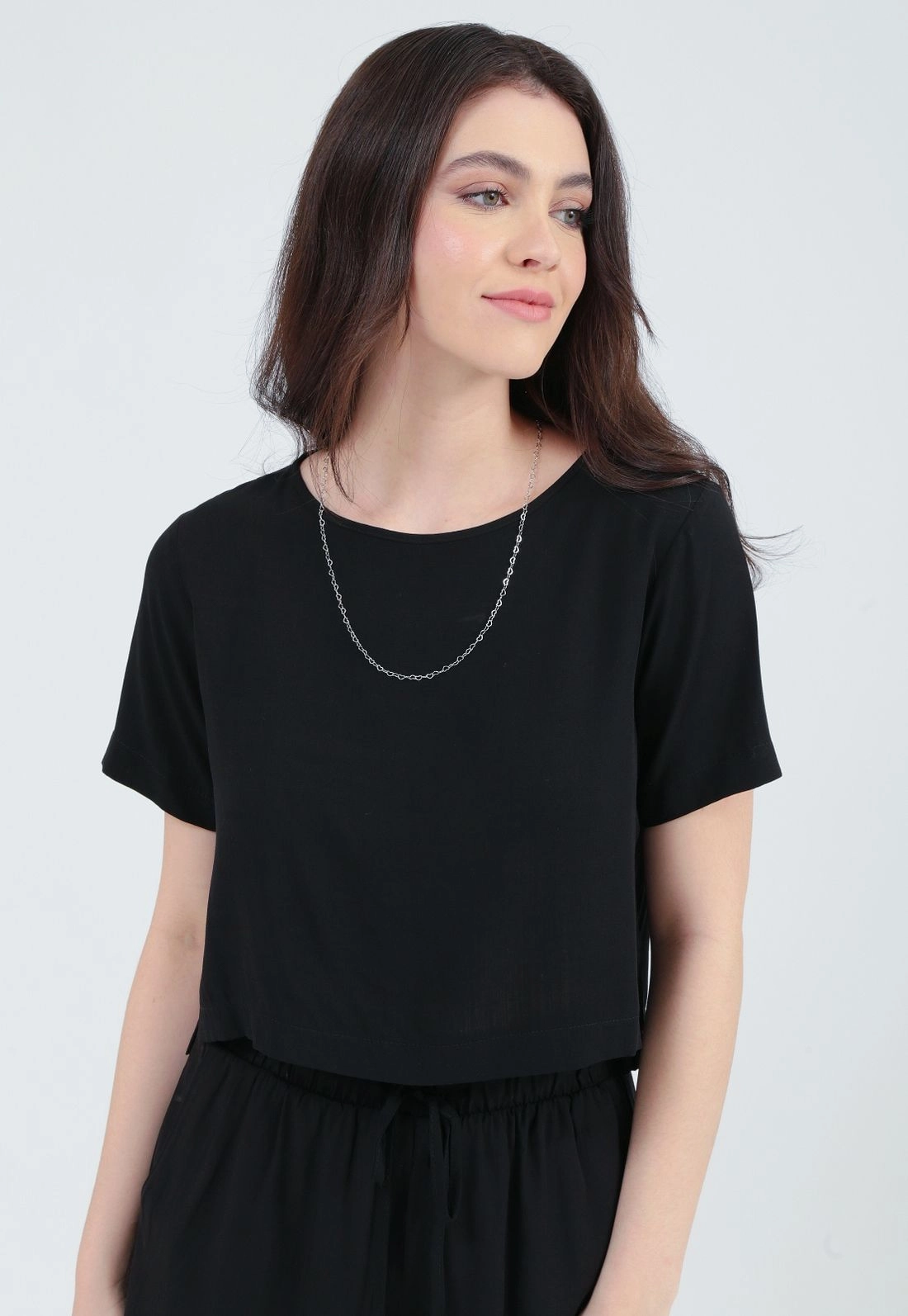 Blusa Manga Curta Decote Redondo