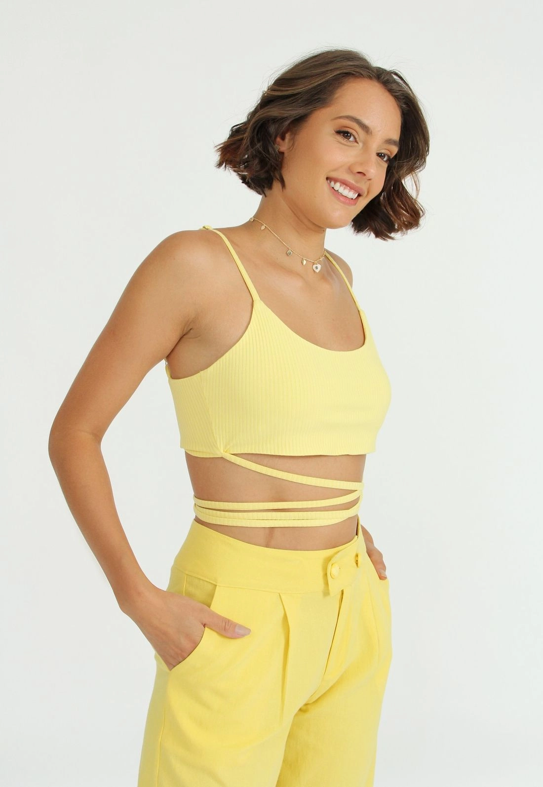 Blusa Cropped Alça Amarração