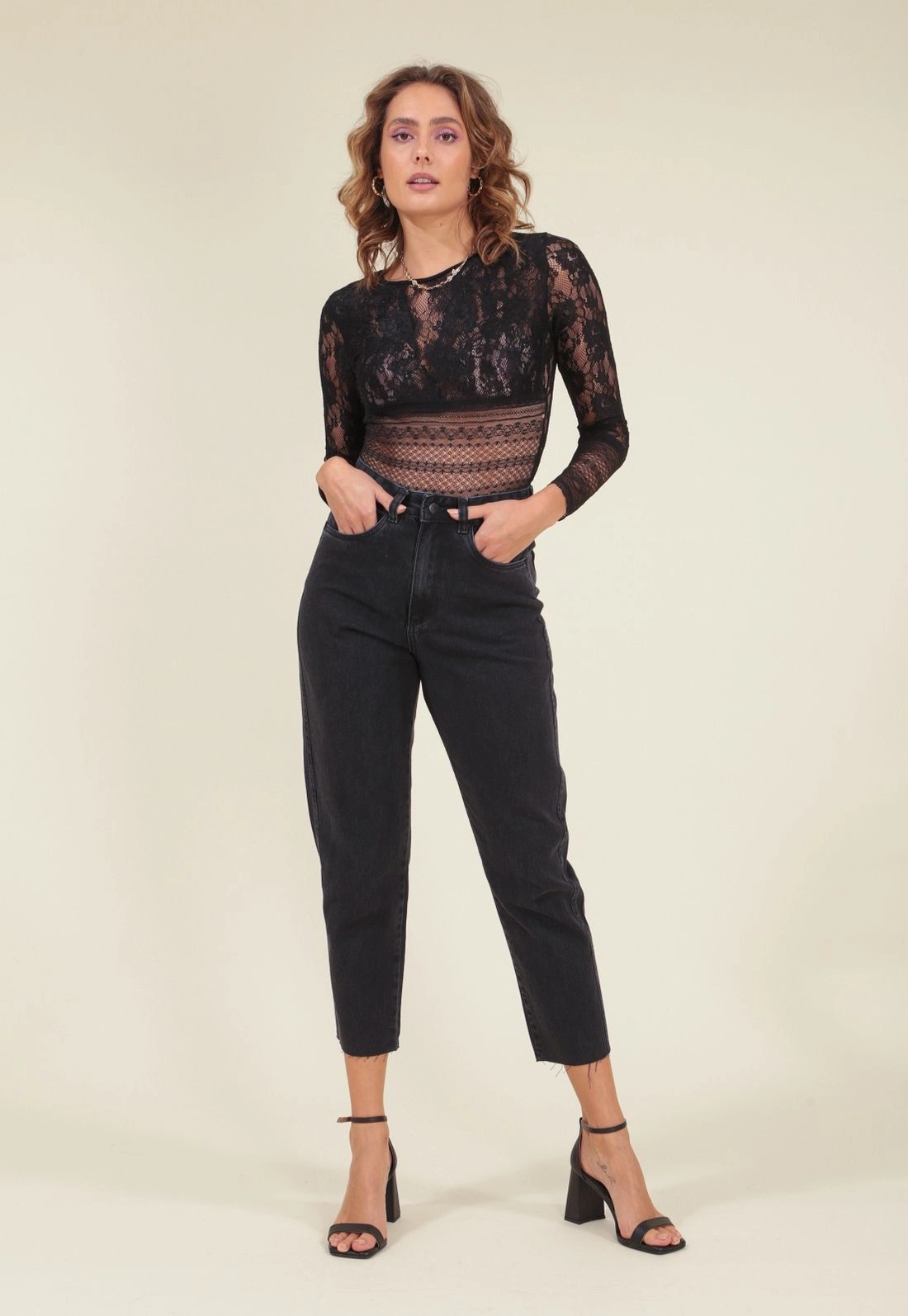 Calça Jeans Mom Black