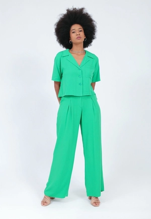Calça Viscose Wide Leg Prega