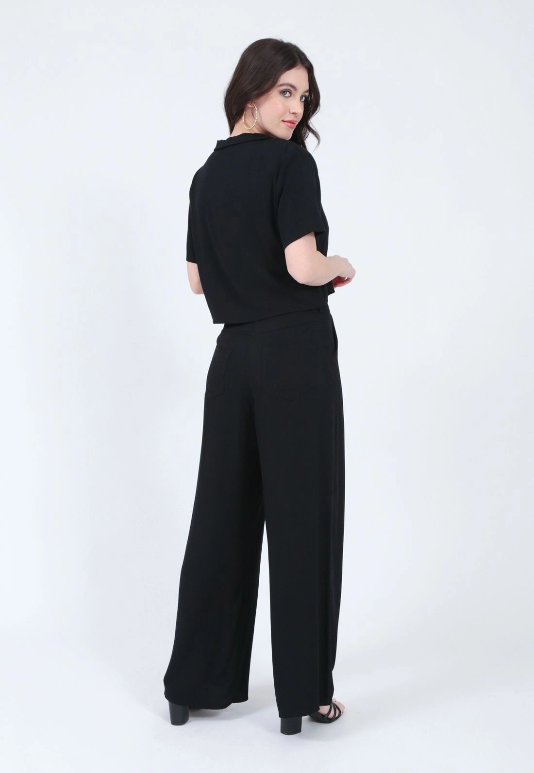Calça Viscose Wide Leg Prega