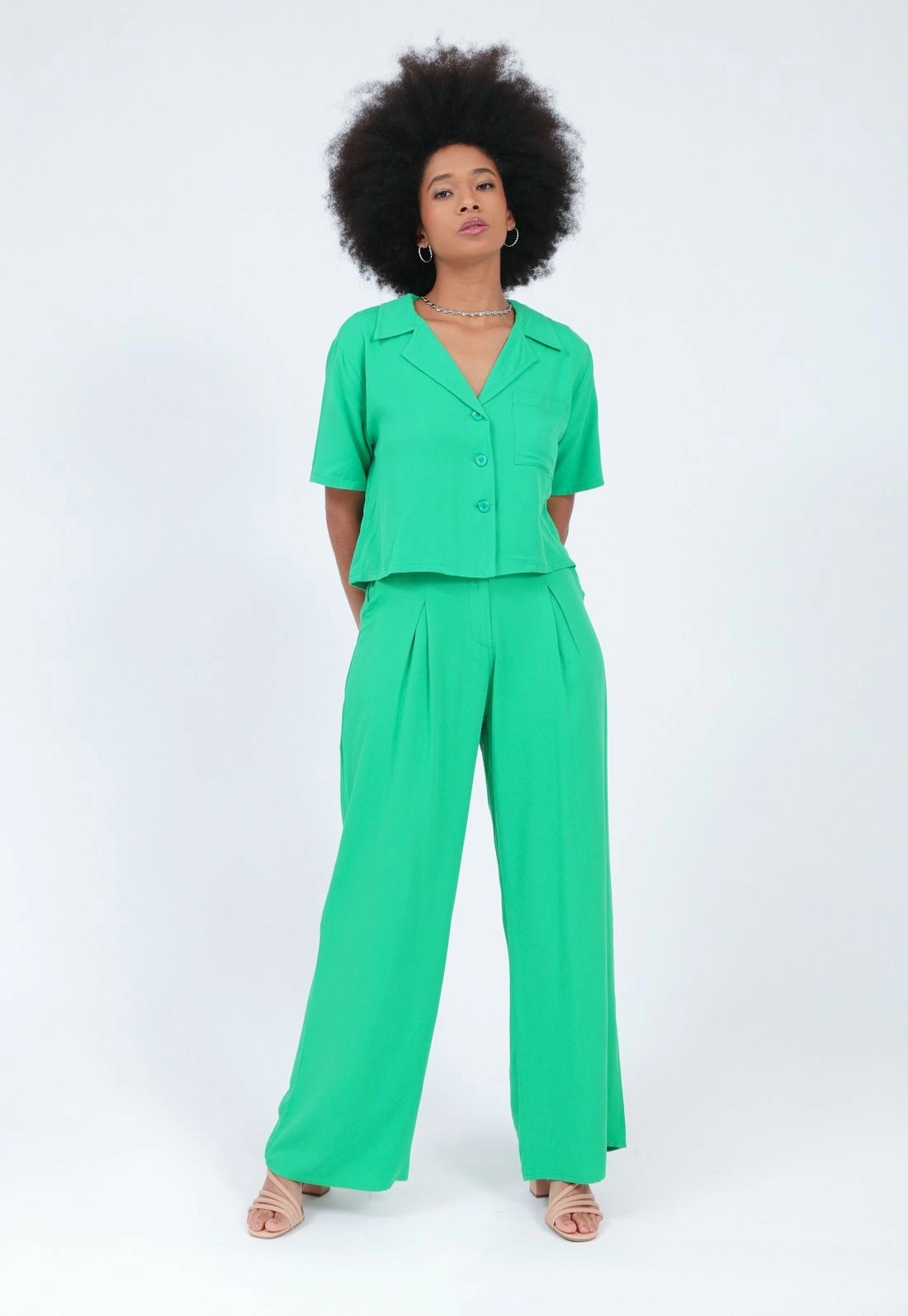 Calça Viscose Wide Leg Prega