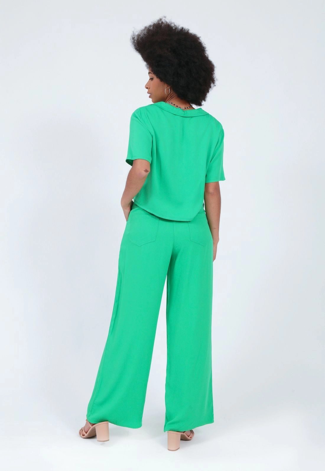 Calça Viscose Wide Leg Prega