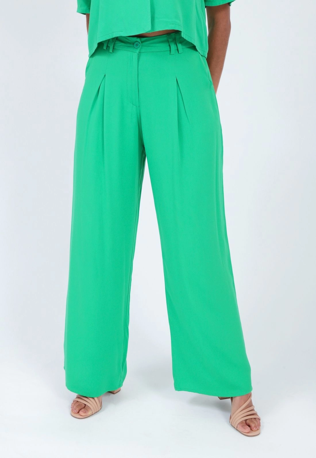 Calça Viscose Wide Leg Prega