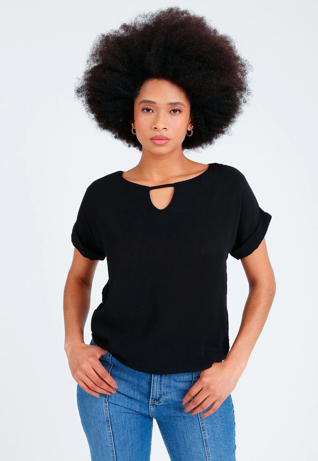 Blusa Viscolinho Manga Curta Gota