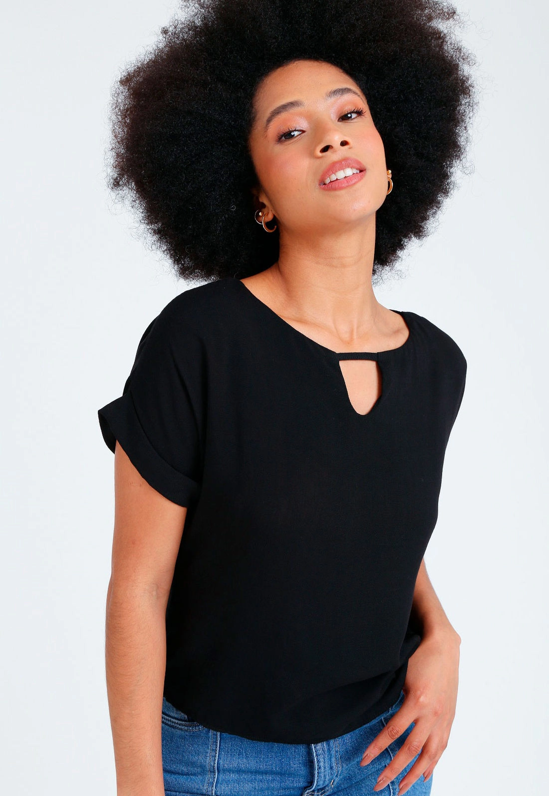 Blusa Viscolinho Manga Curta Gota