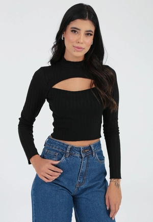 Blusa Tricô Vazado Busto