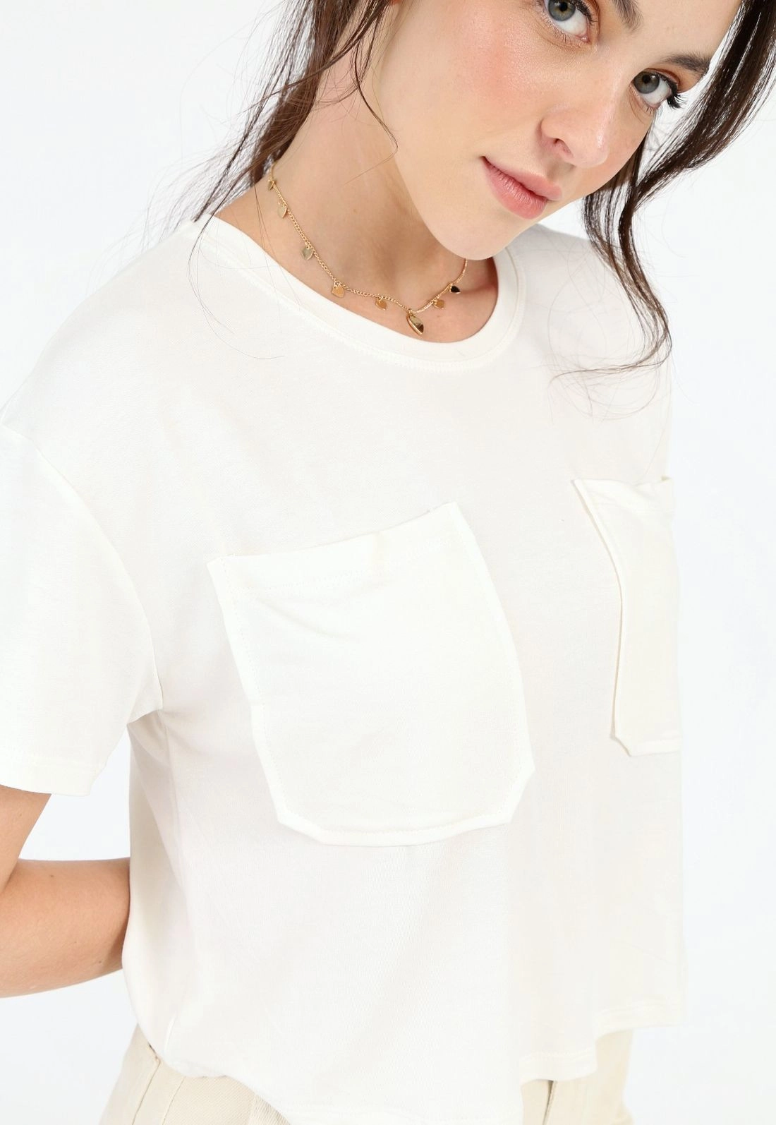 Blusa Moletinho Manga Curta Bolso
