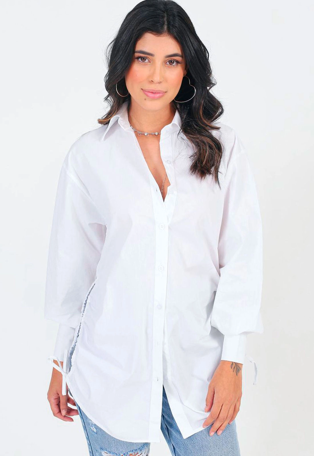 Camisa Tricoline Ajustes Laterais