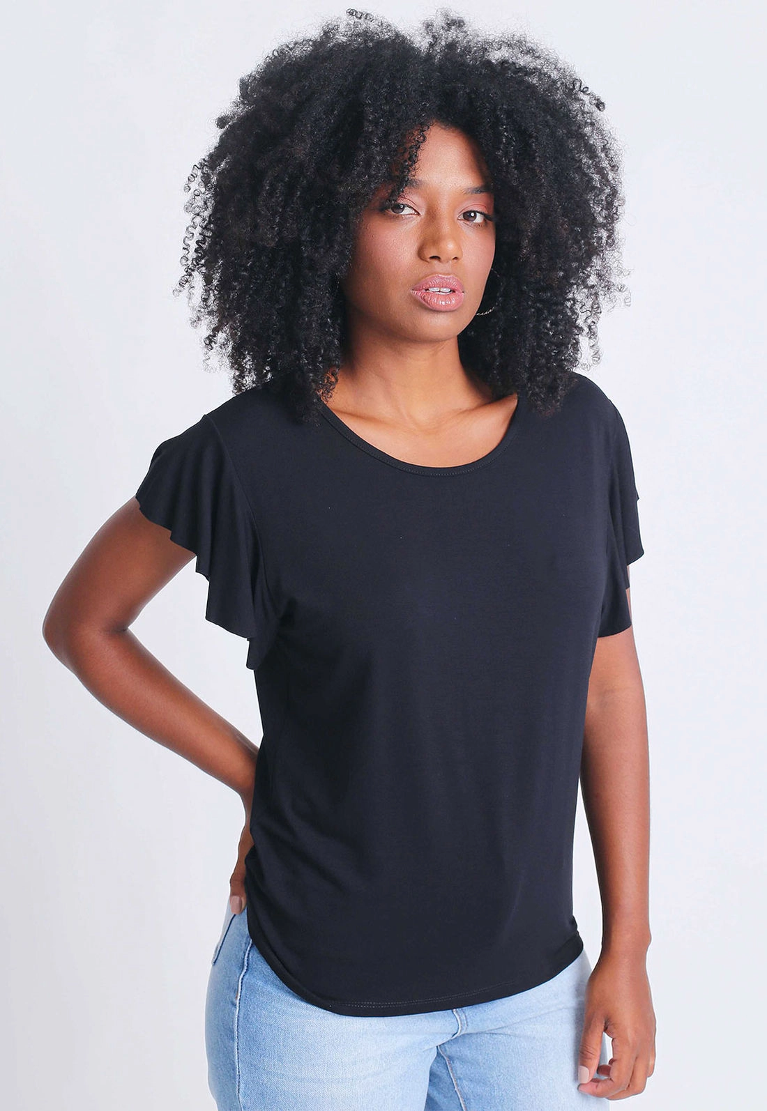 Blusa Manga Curta Babados