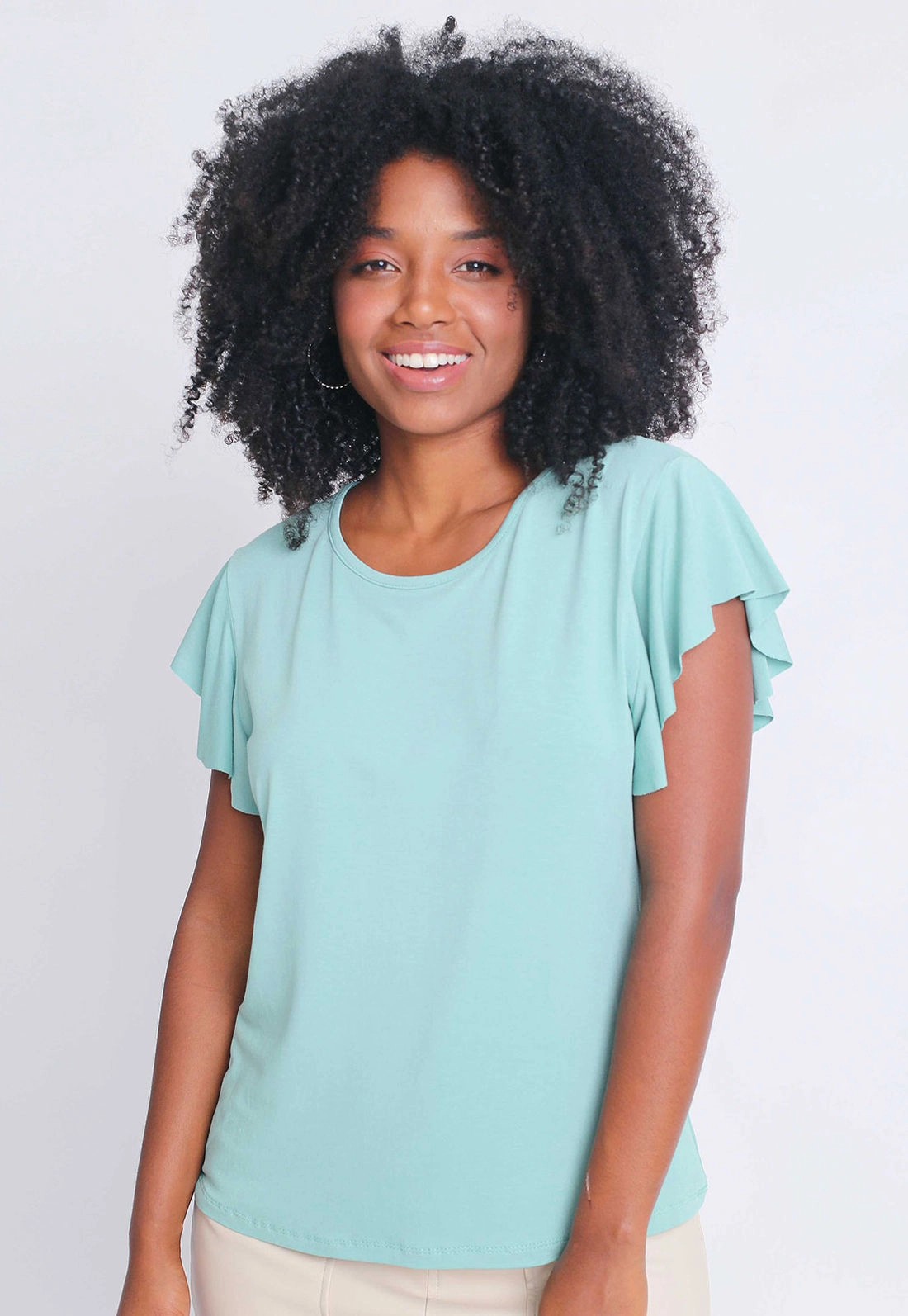 Blusa Manga Curta Babados