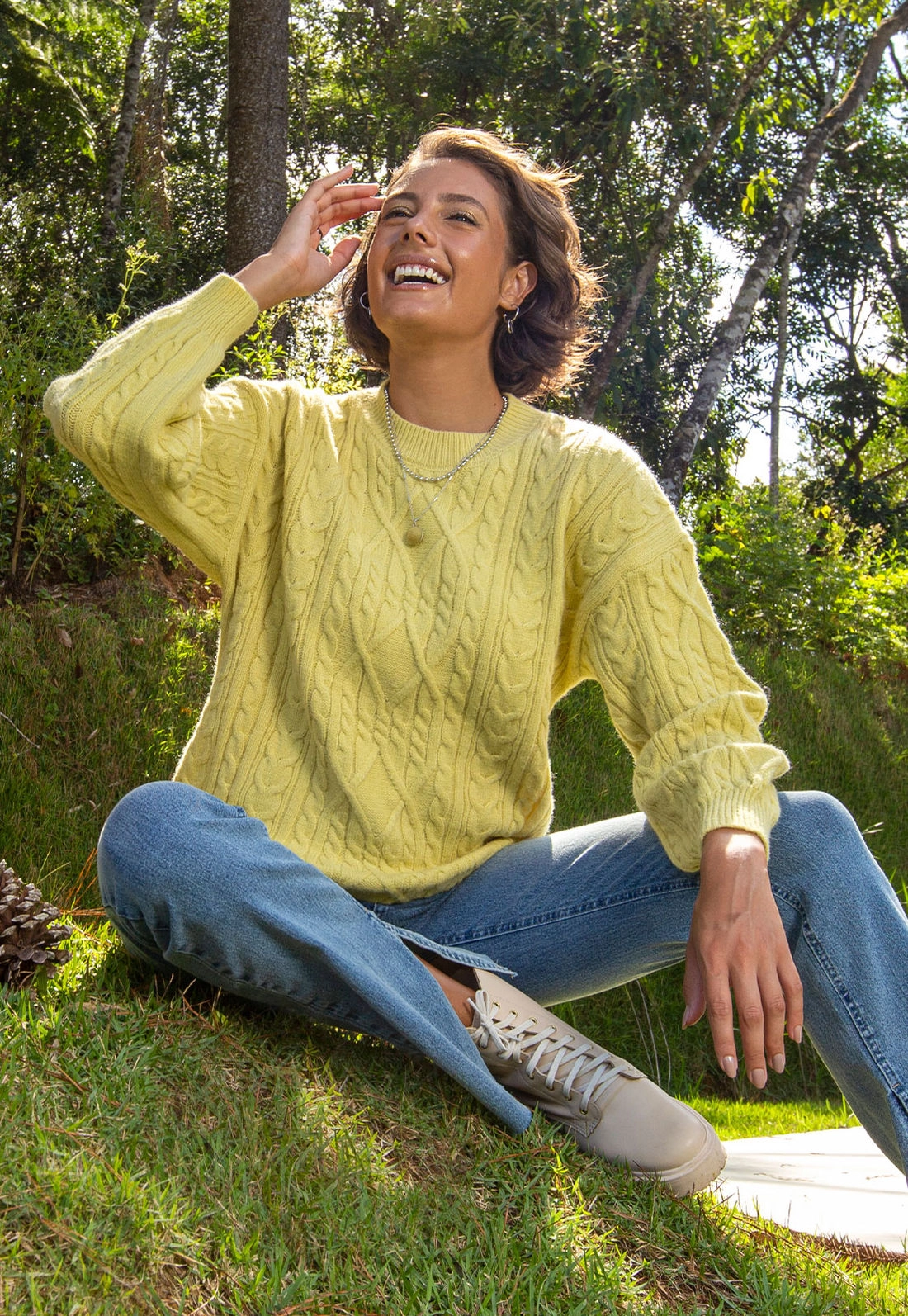 Blusa Tricô Manga Longa Trança