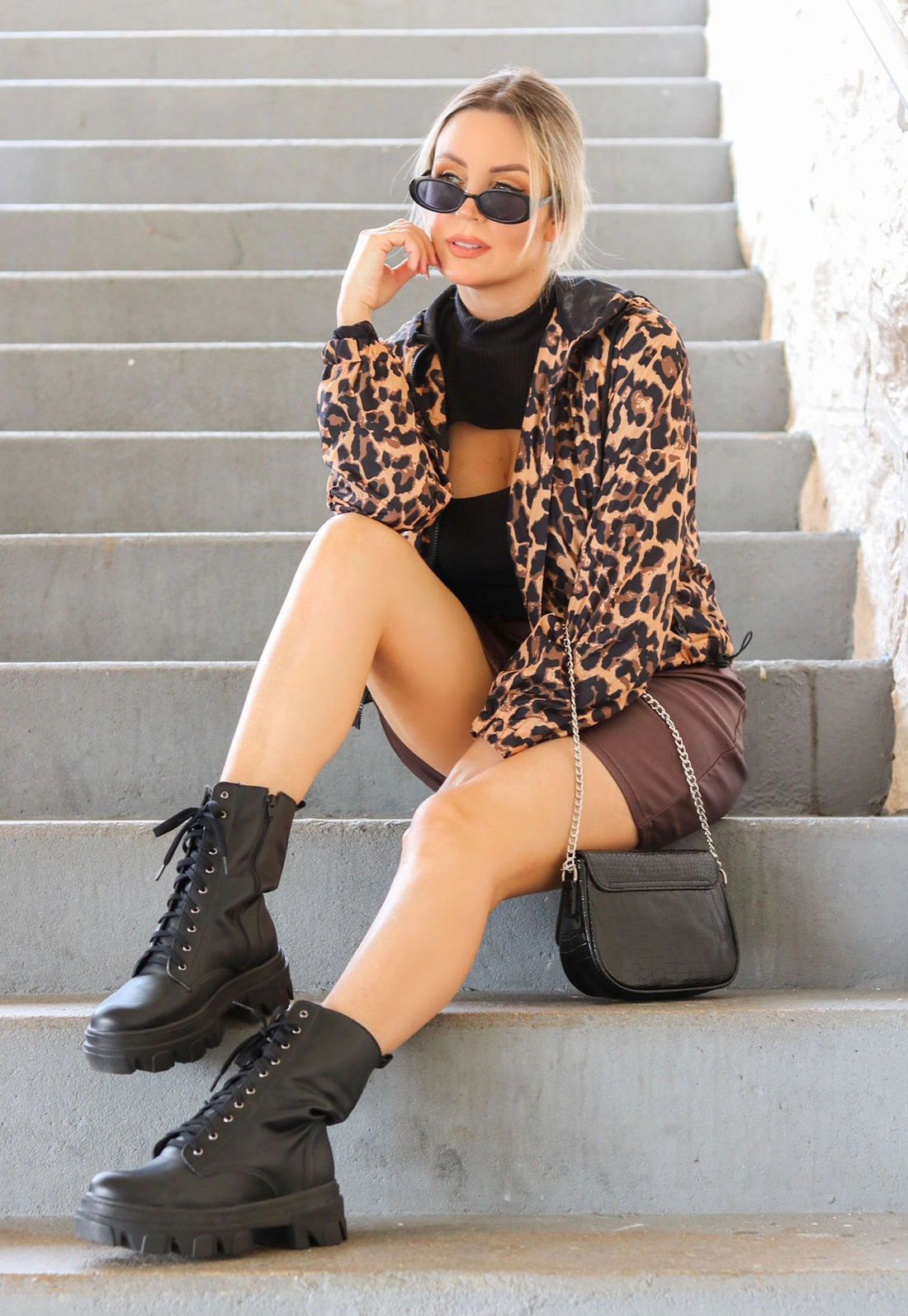 Jaqueta Corta Vento Nylon Animal Print