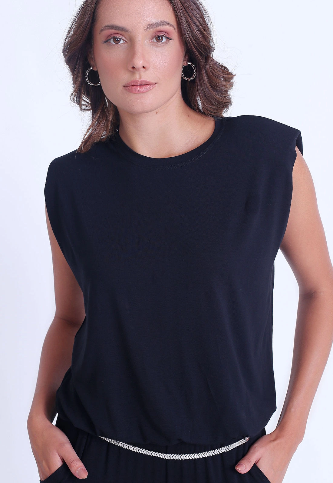 Blusa Muscle Tee Elástico Cintura
