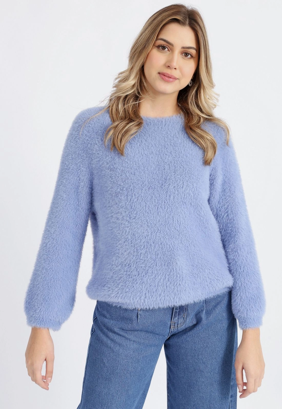 Blusa Tricô Pelo Decote Redondo