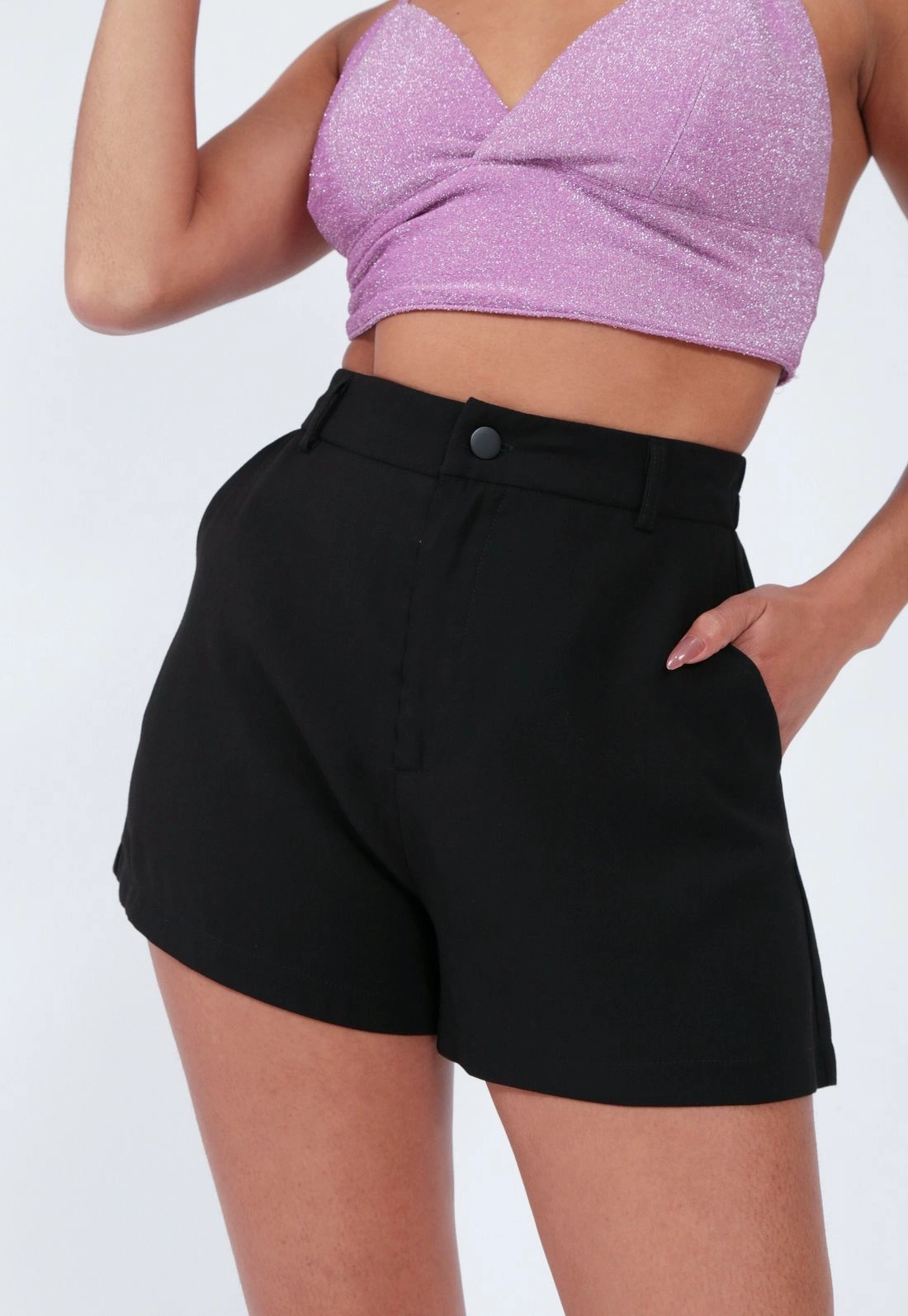 Shorts Alfaiataria Bolso Faca Elástico