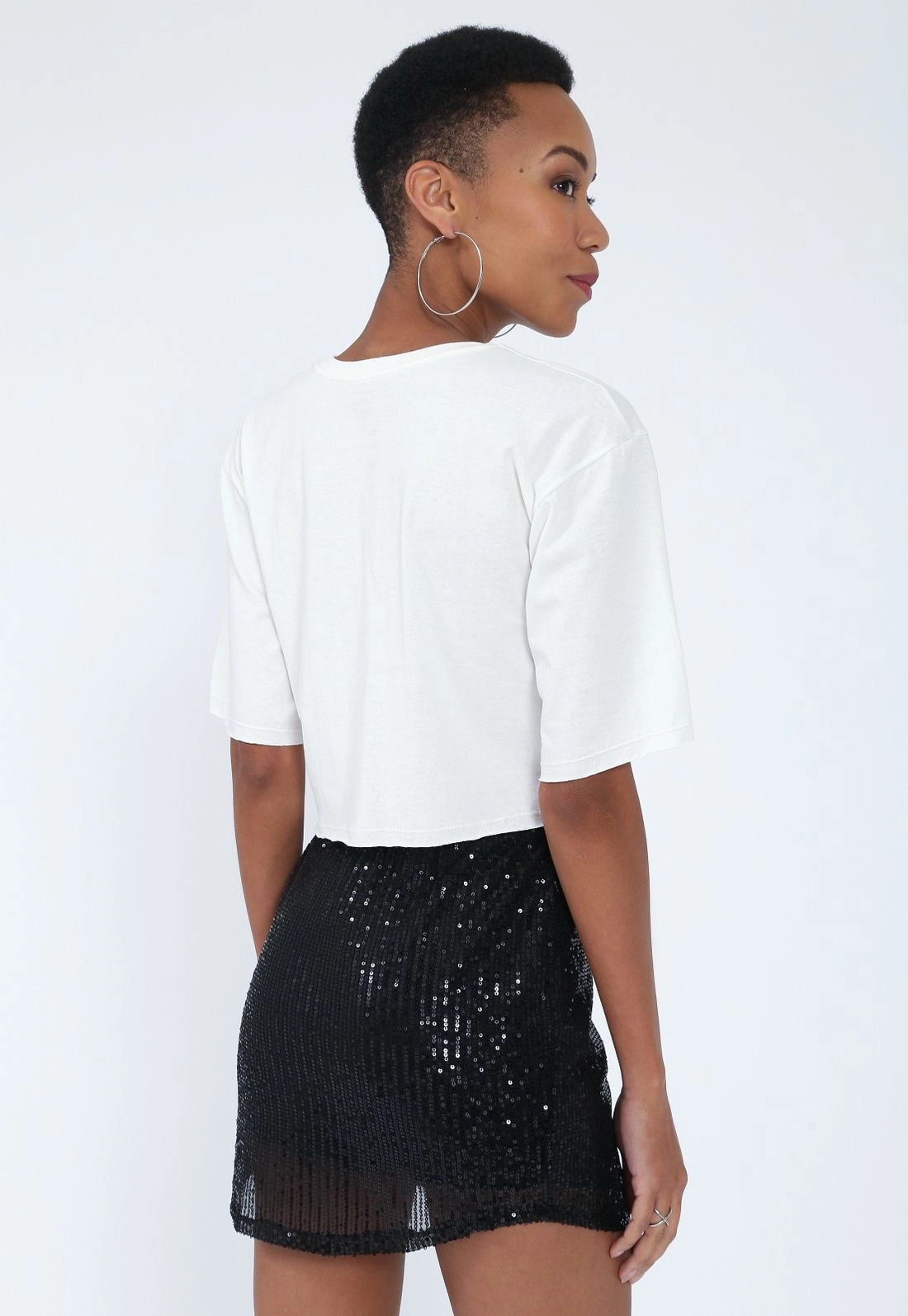 Blusa Cropped Manga Curta Los Angeles