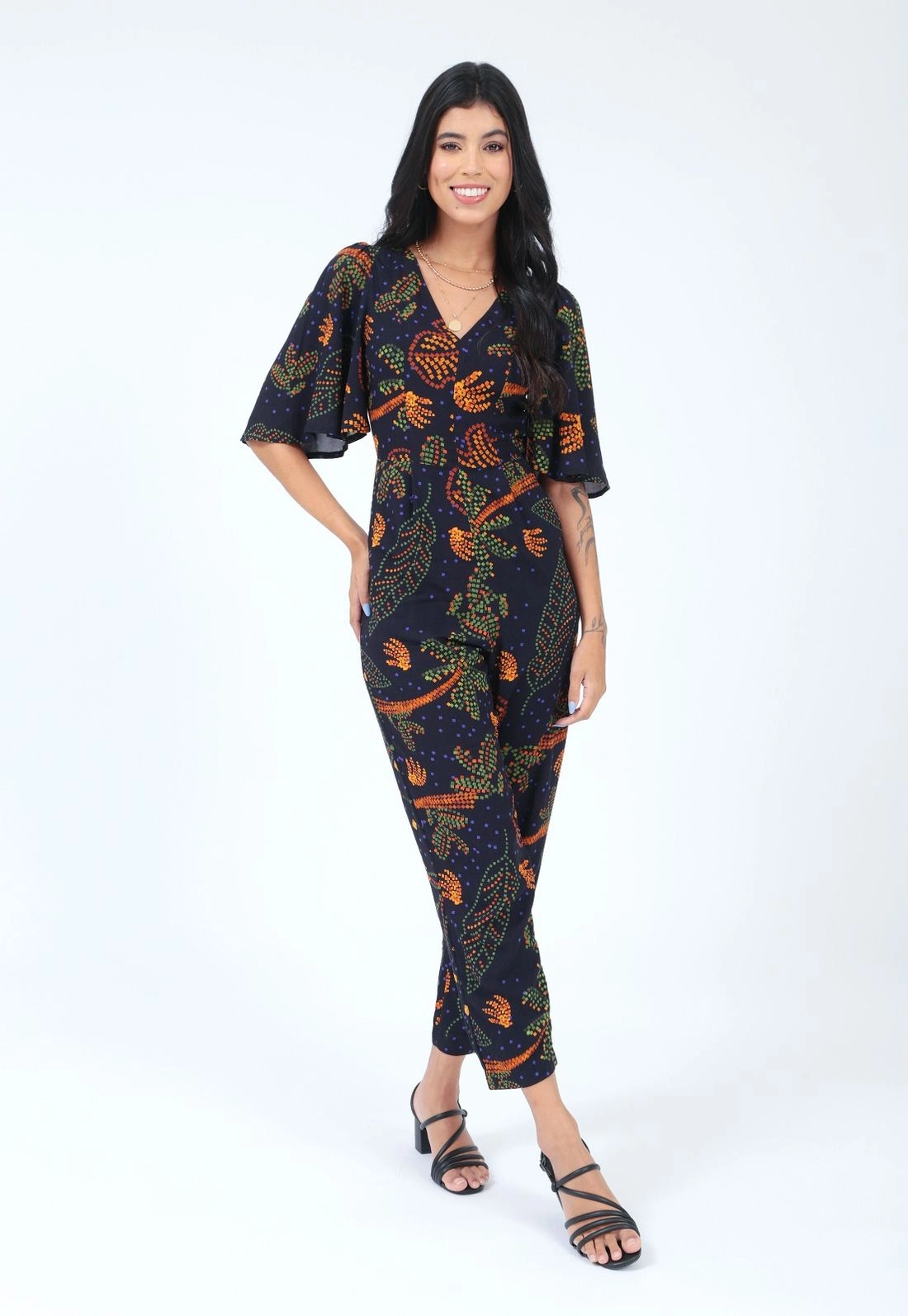 Macacão Viscose 3/4 Estampado