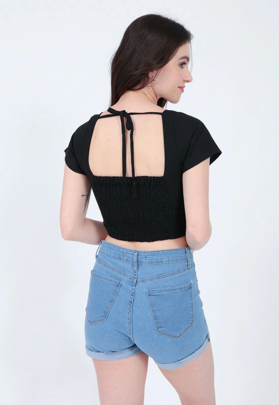 Shorts Jeans Lycra Barra Virada Claro