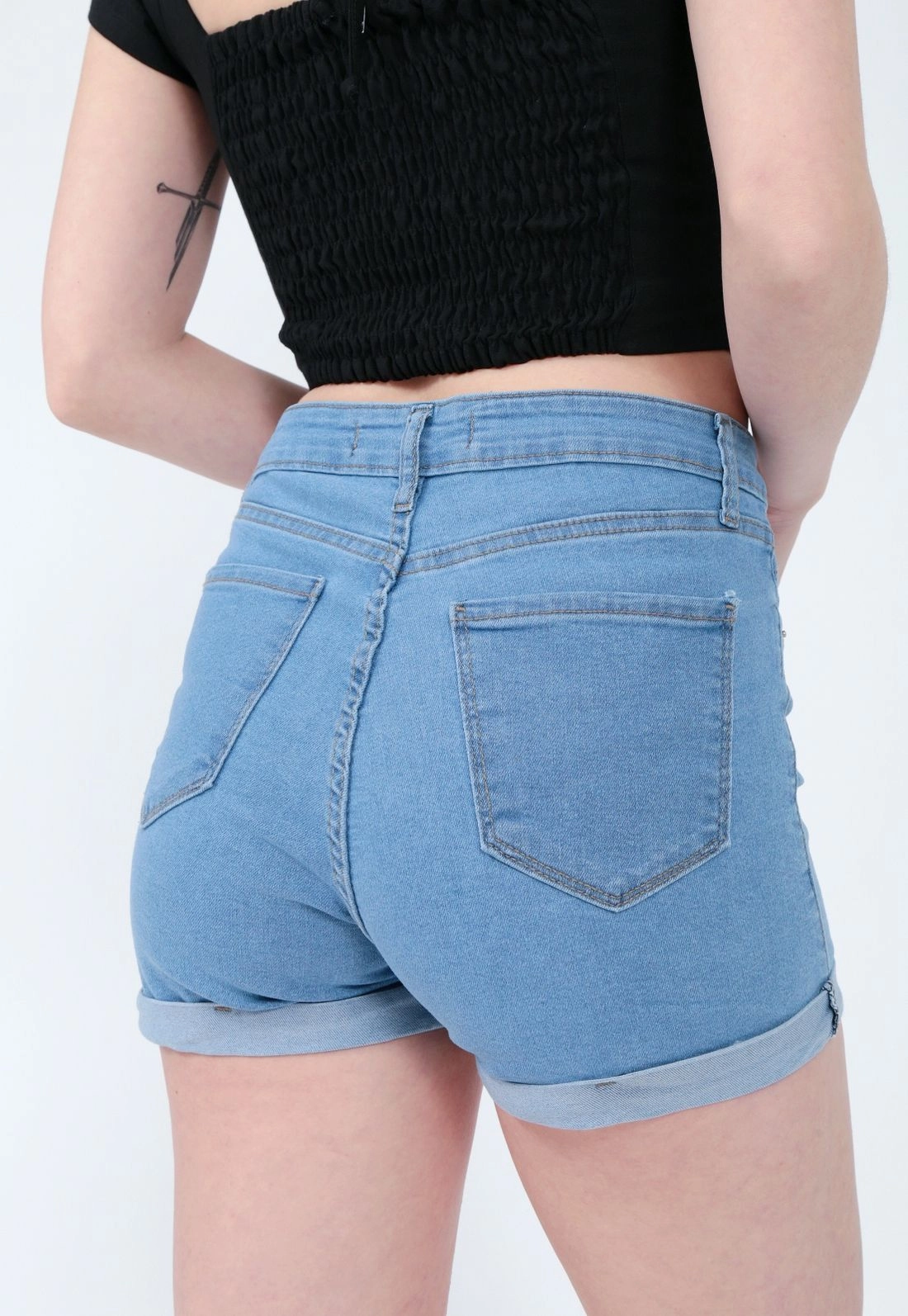 Shorts Jeans Lycra Barra Virada Claro