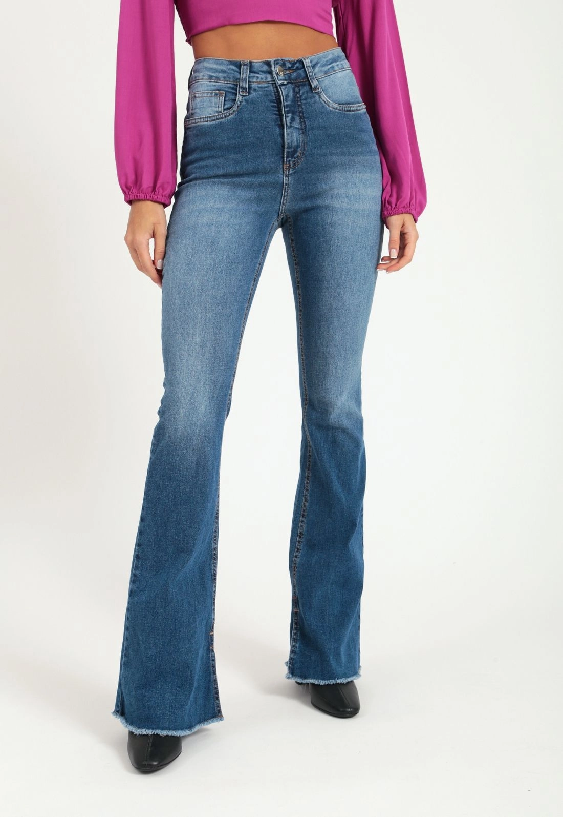 Calca Flare Lycra Barra Desfiada