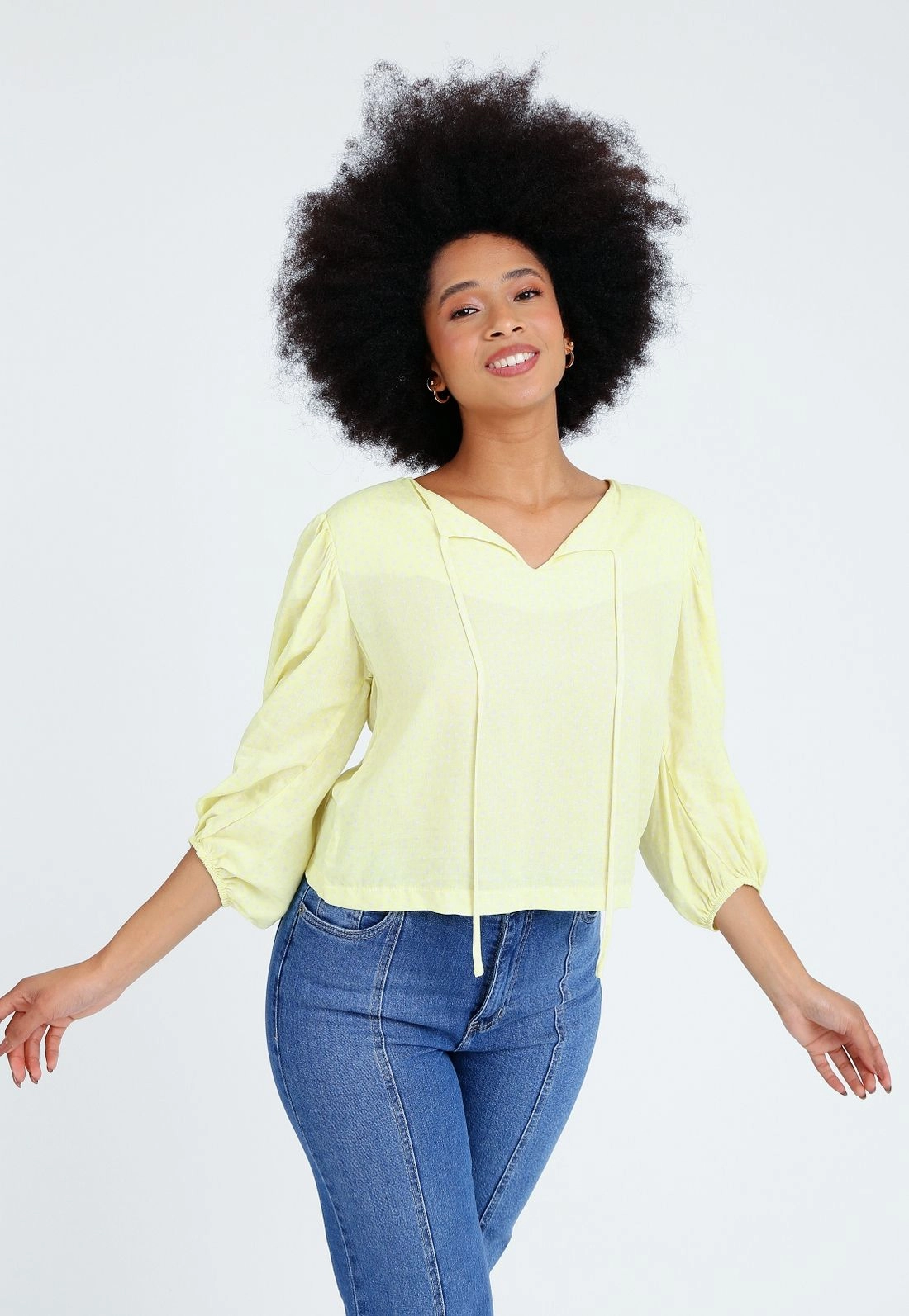 Blusa Viscose 7/8 Decote Aberto