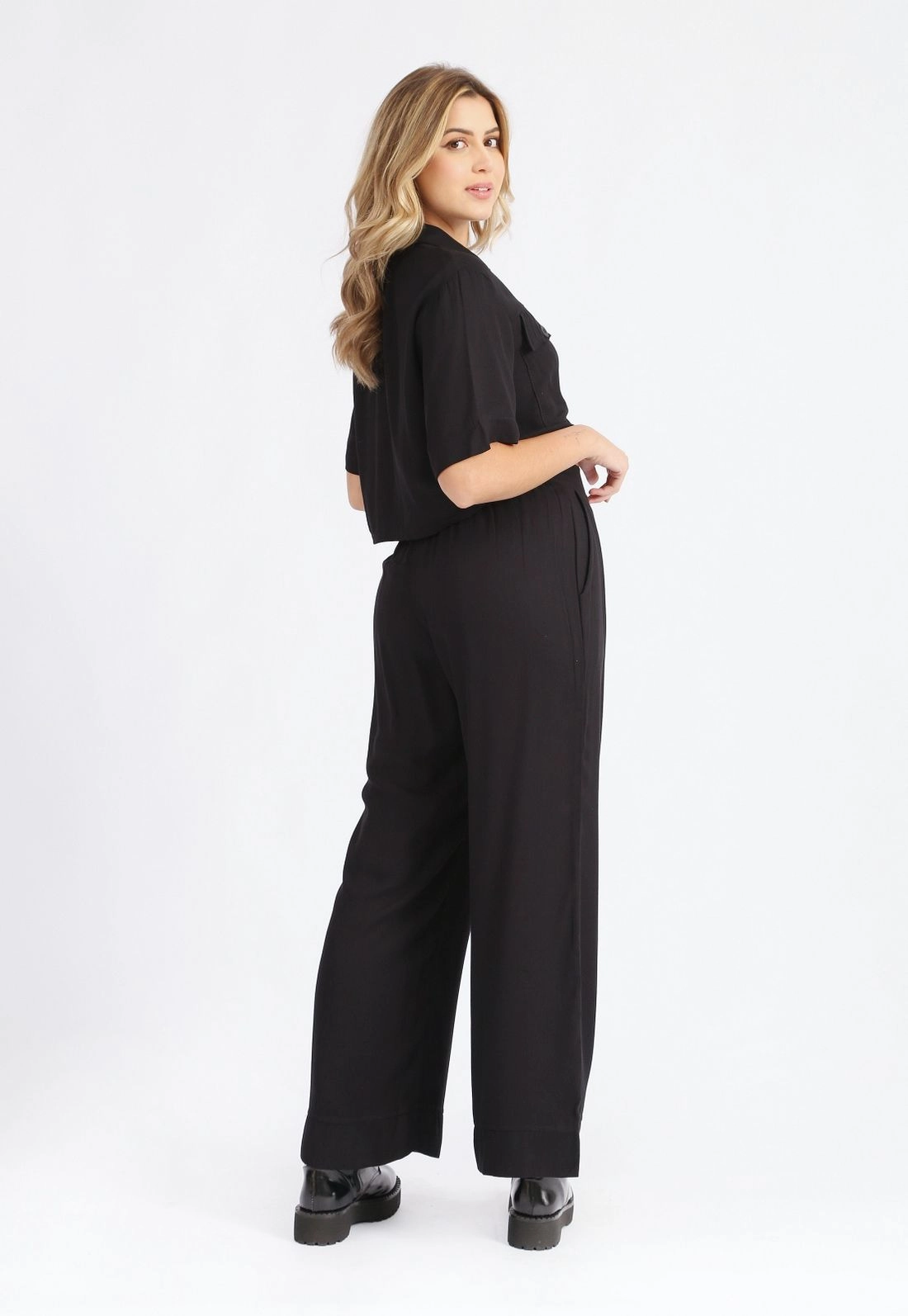 Calça Viscose Wide Leg Prega