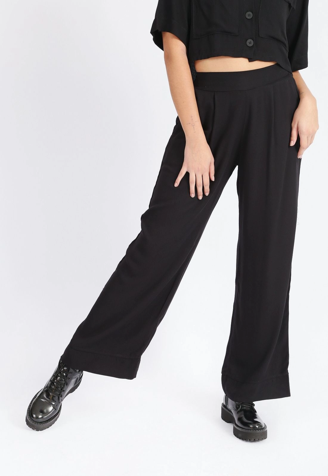 Calça Viscose Wide Leg Prega