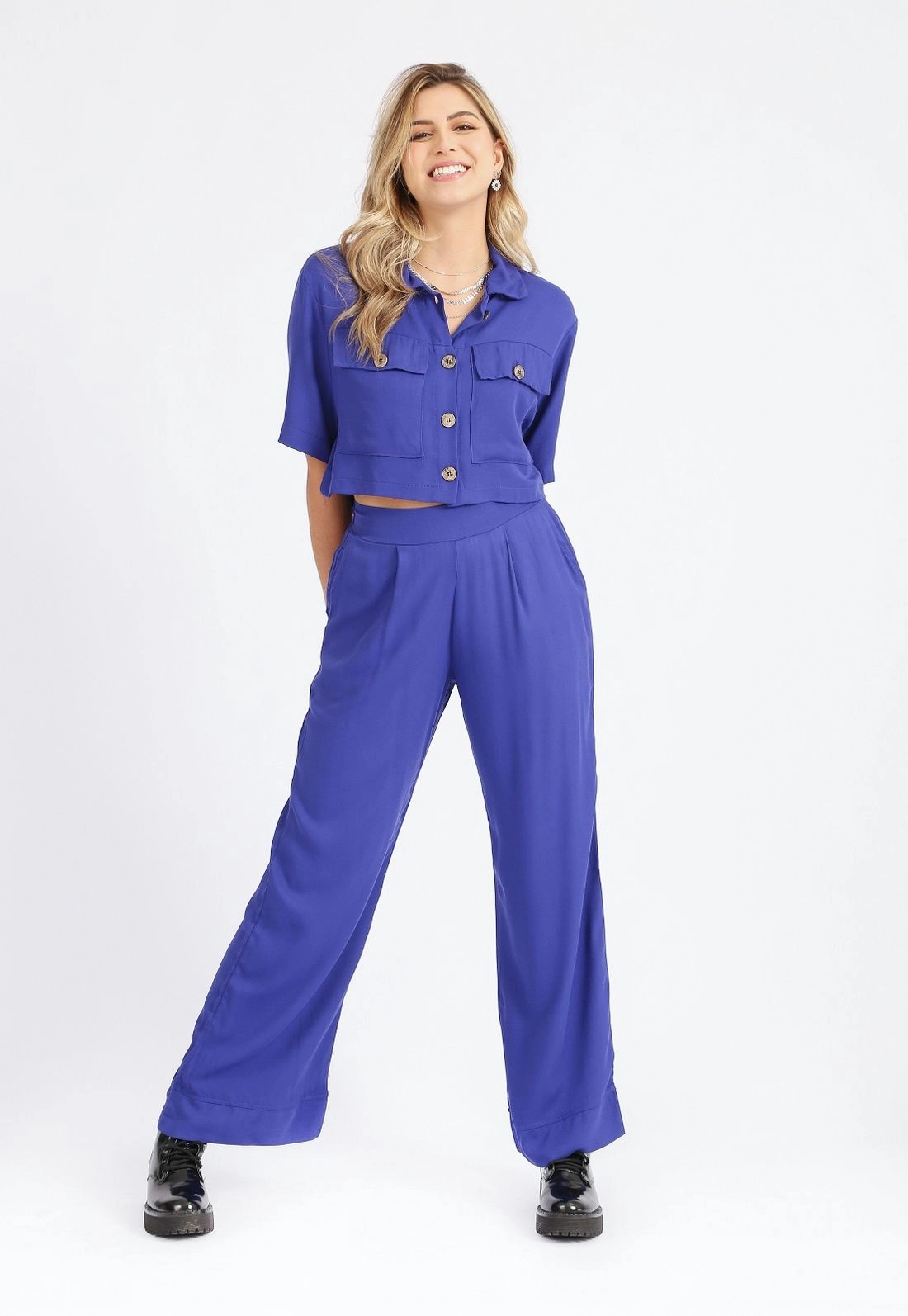 Calça Viscose Wide Leg Prega