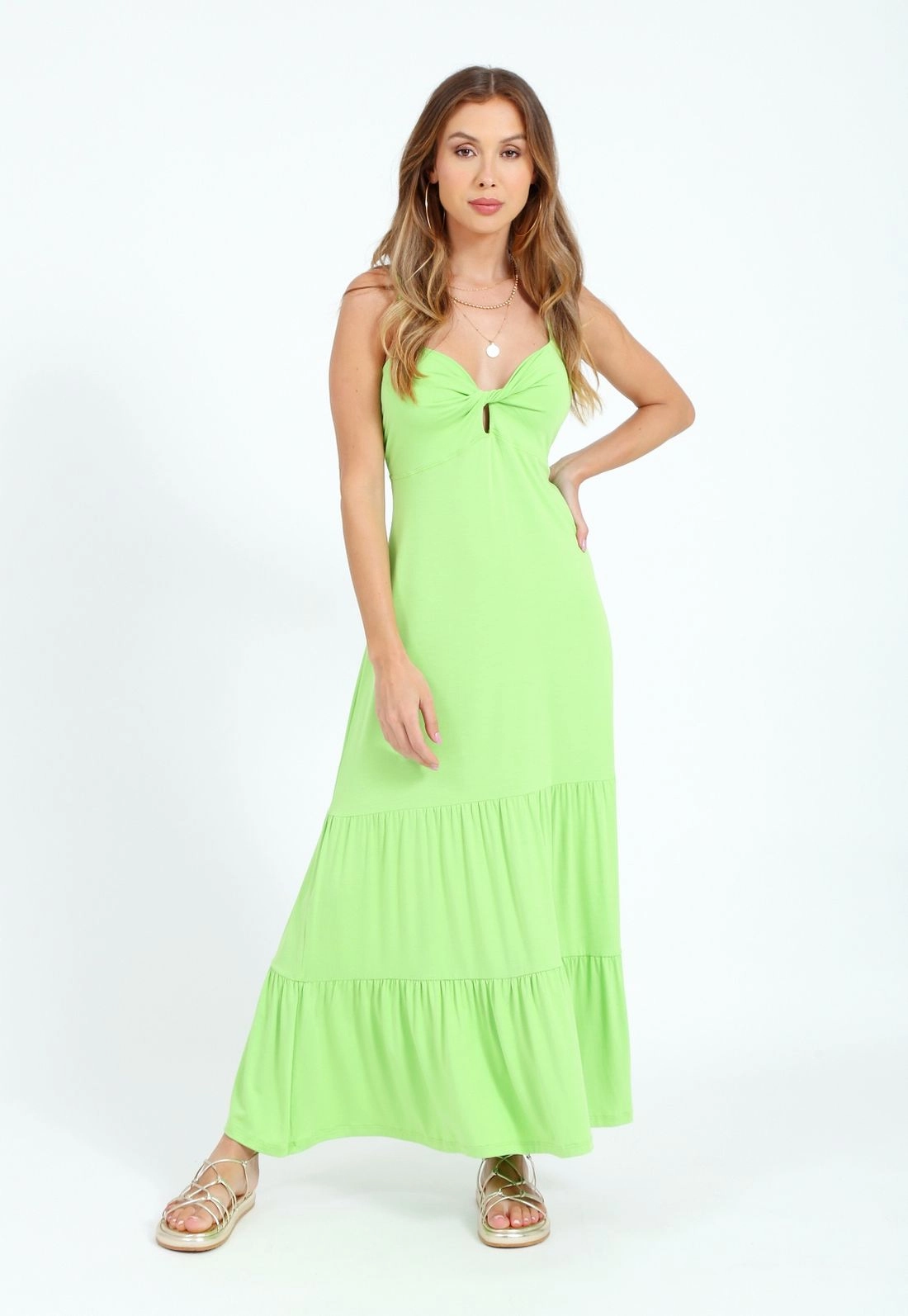Vestido Longo Viscolycra Alca Busto Com Torcao