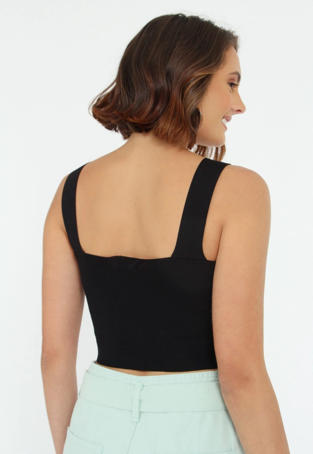 Blusa Cropped Decote Quadrado