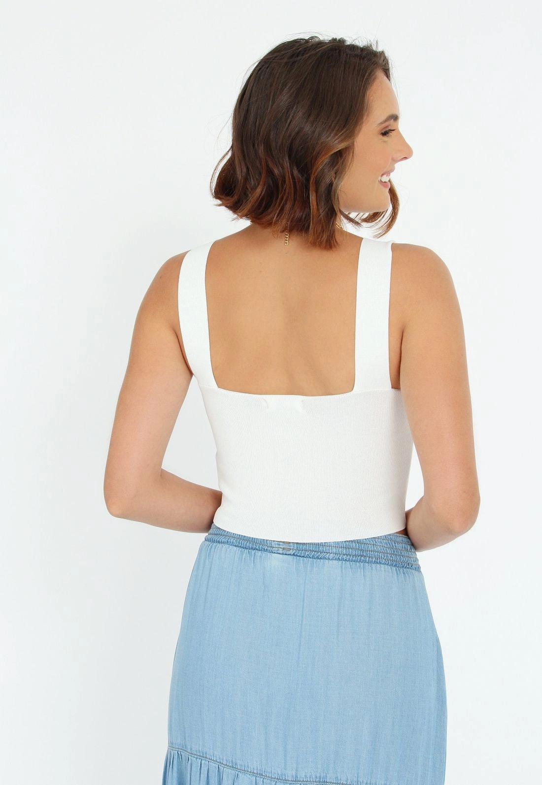 Blusa Cropped Decote Quadrado