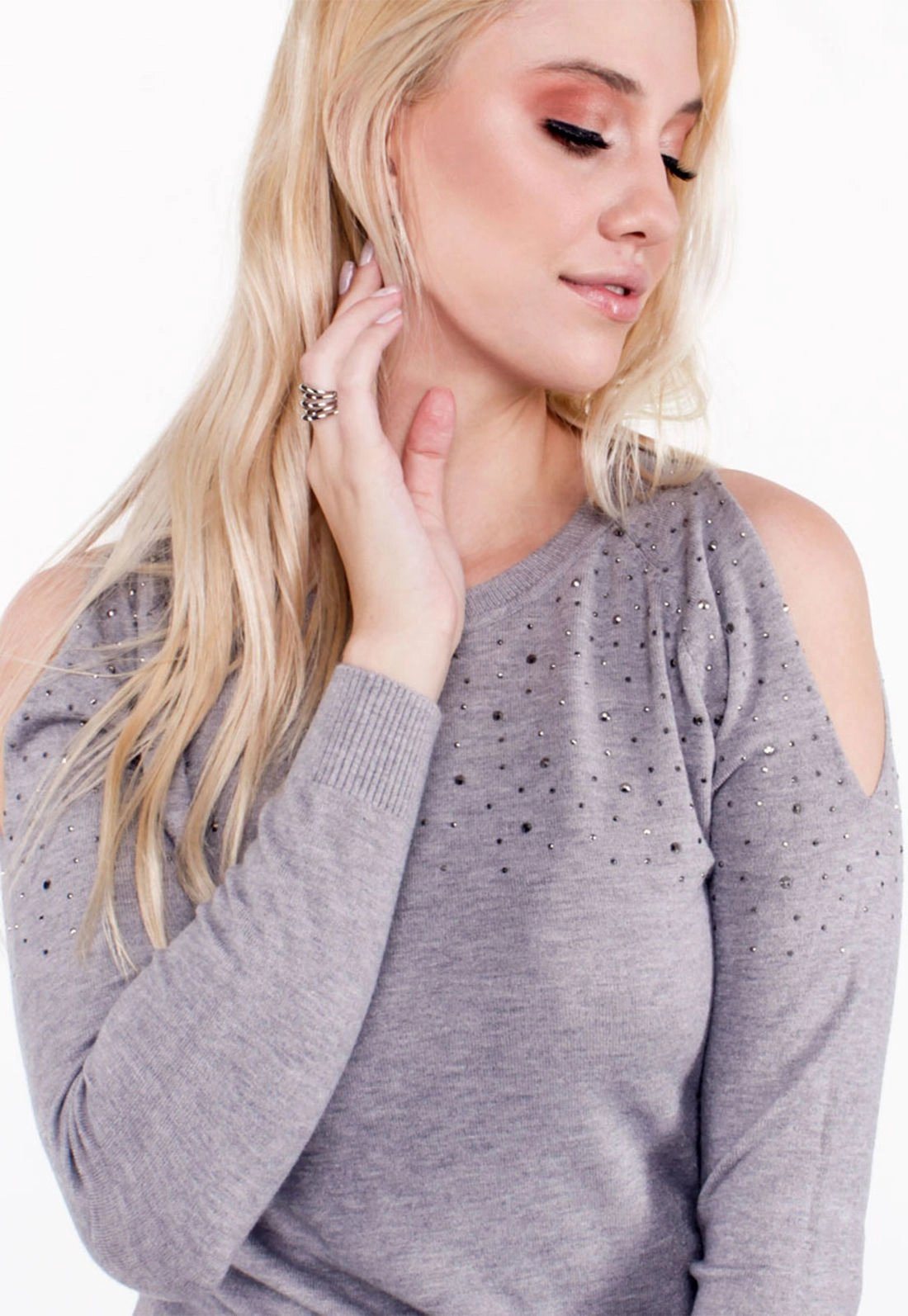 Blusa Tricô Manga Longa Ombro Vazado