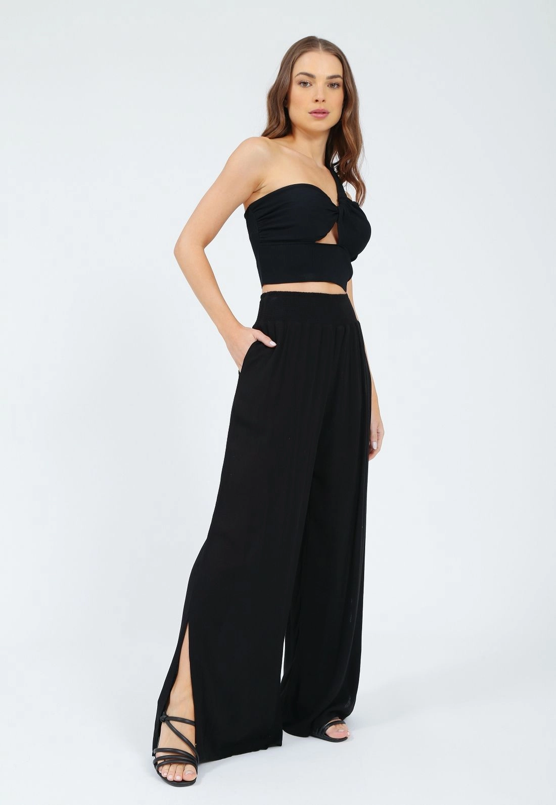 Calça Viscose Texturizado Pantalona