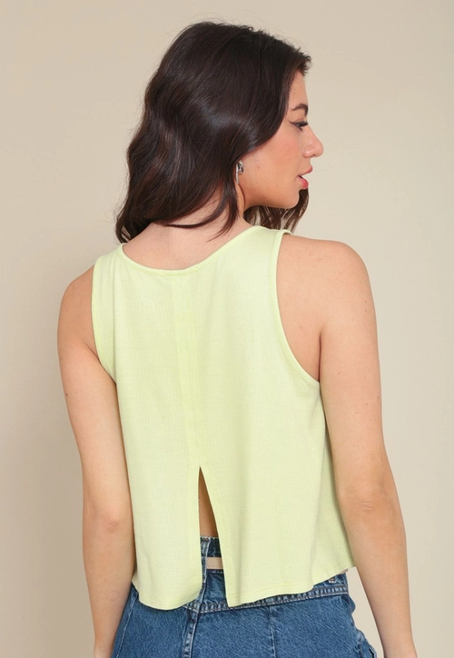 Blusa Sem Manga Em Malha Texturizada Abertura Costa