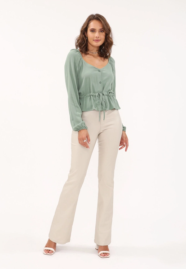 Blusa Crepe M/L Dec Com Botões E Puxador