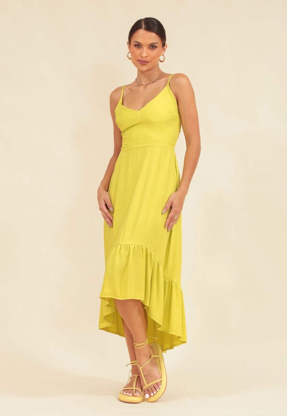 Vestido Viscose Alça Nó Costas